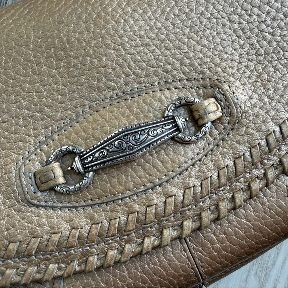 Brighton Gold Pebble Leather Bifold Organizer Crossbody - Picture 4 of 11